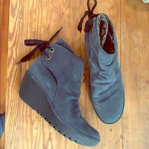 Fly London blue suede Yama booties